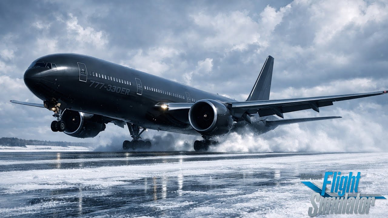 B777-300ER Full Dark Edition ❄️ Snowy Runway Takeoff - RTX 4070ti || 4K 60 FPS || MSFS