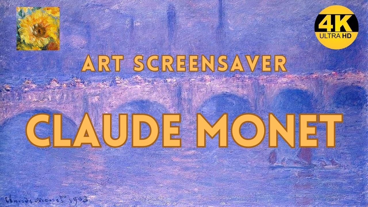 Art on TV. Screensaver with Calm music. 4K Paintings by Claude Monet With Peaceful Music.