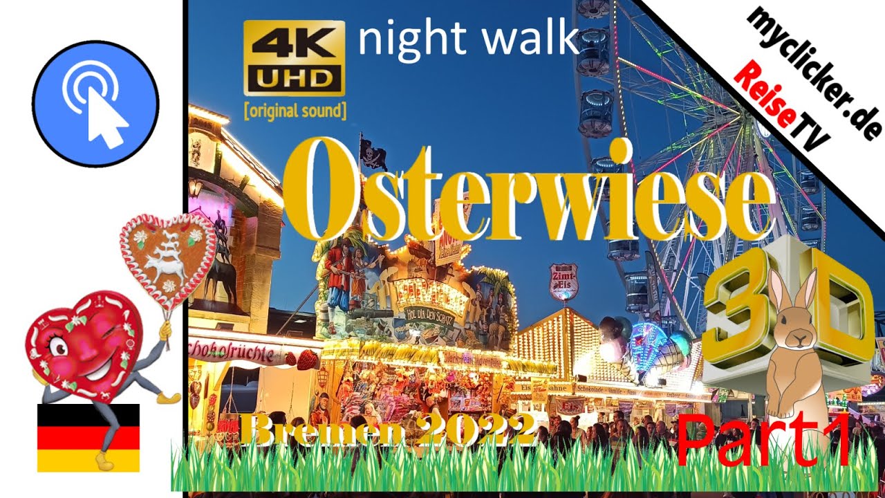 Osterwiese Bremen 2022 3d night walk part1 vuze 4k vr brille real original sound vr-bille