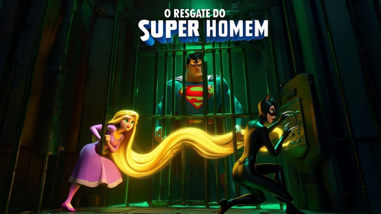 RAPUNZEL e MULHER-GATO em O RESGADE DO SUPER-HOMEM #aprenderbrincando #historinha  #canalinfantil