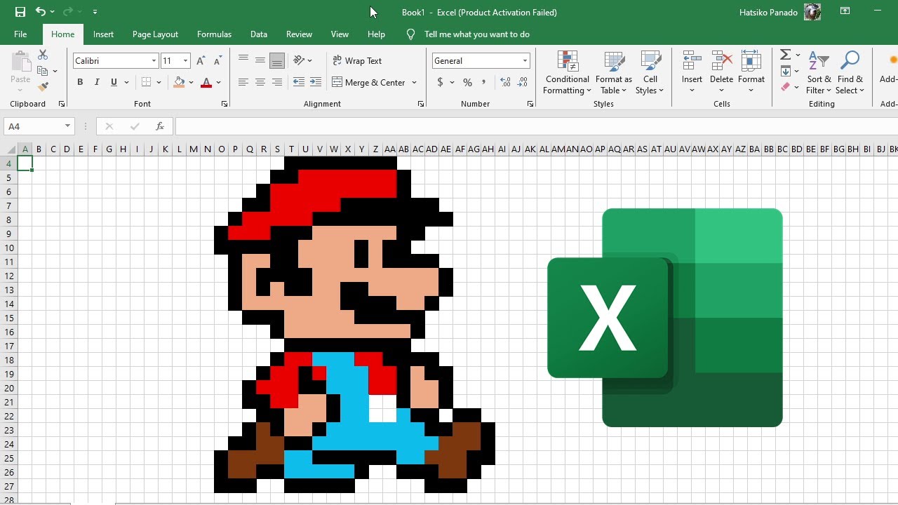 How to create a pixelated Super Mario using MS Excel | How to Create Excel Pixel Art | Pixel Art