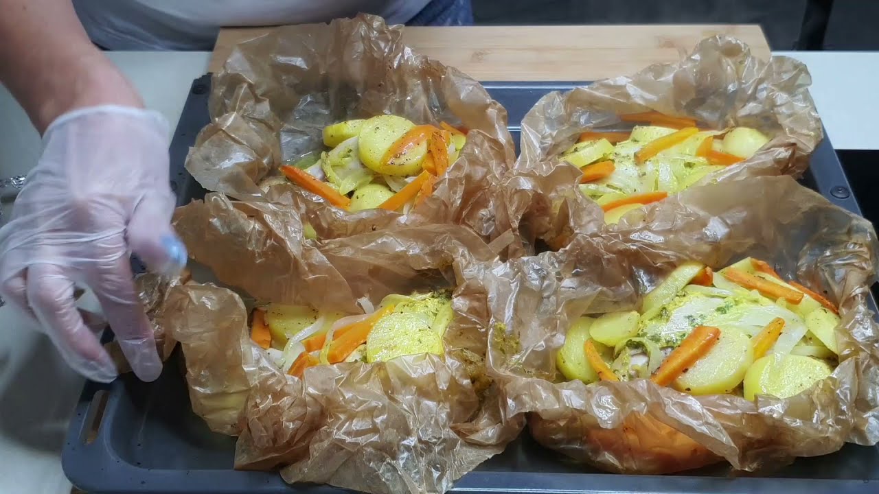Cuisses de poulet en papillote✨ Chicken legs in foil ✨H&uuml;hnerbeine papillot ✨Бедра куриные в фольге