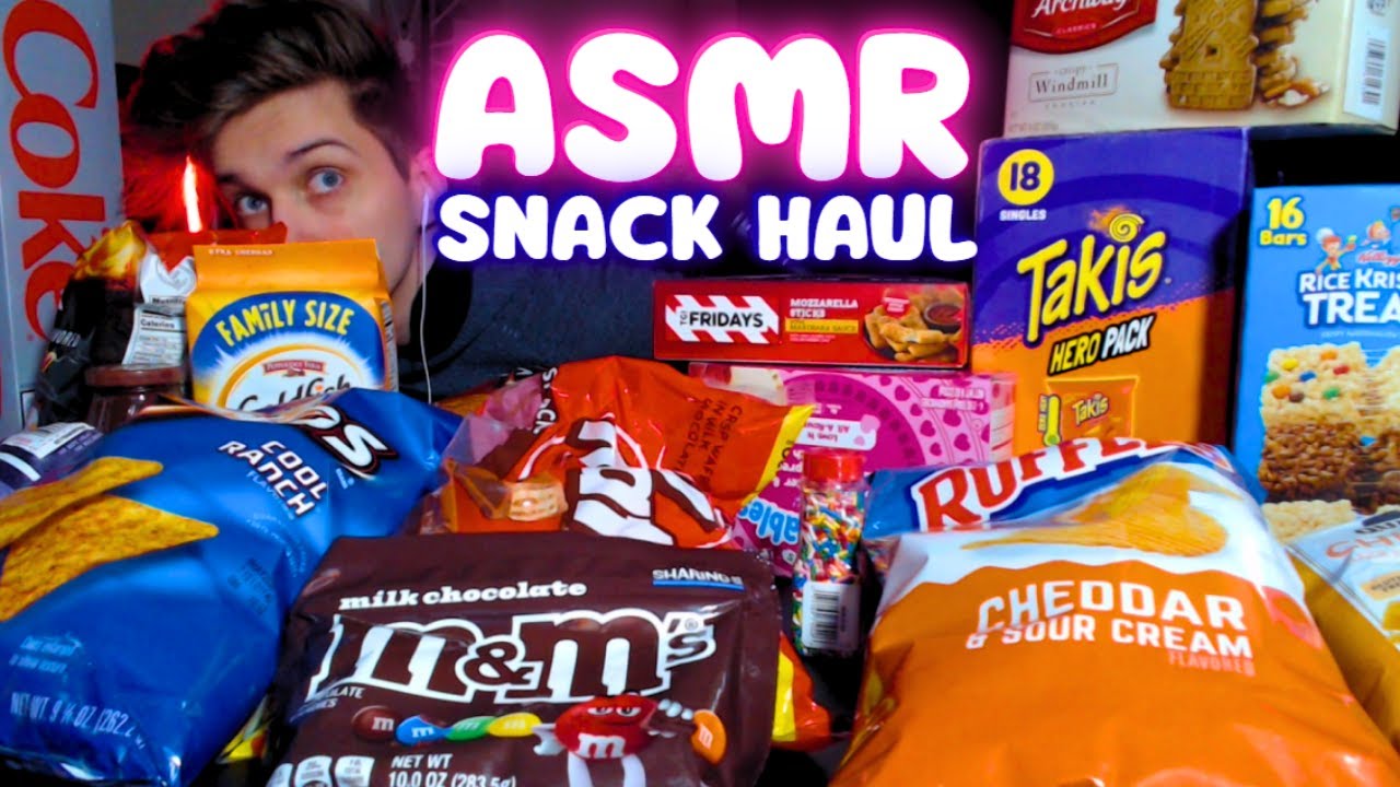 ASMR Trying New Snacks & BIG Grocery Haul (Eating Takis, Cookies, & More)
