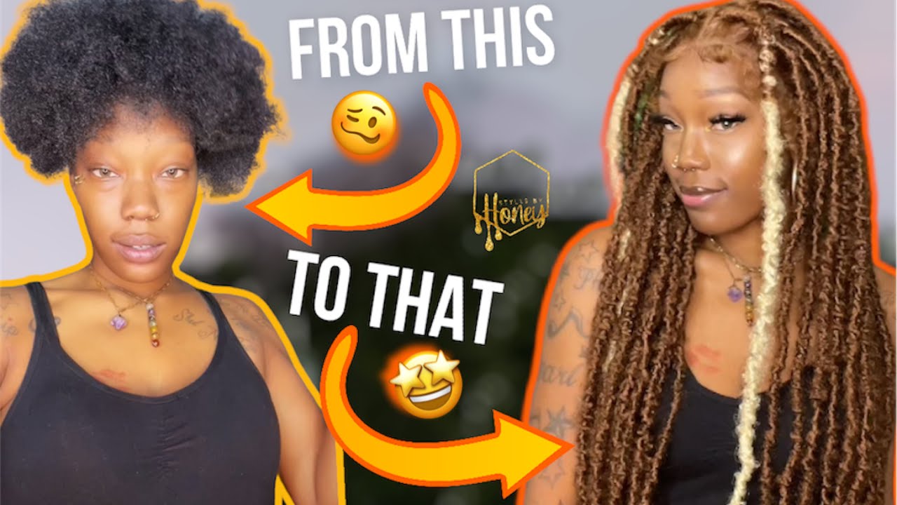 Watch this TRANSFORMATION ⚡️ 40&rdquo; distressed faux loc full lace wig by @StylesByHoneyy