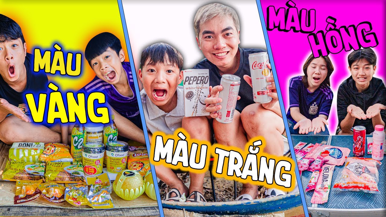 Thái Chuối Thử Thách Mua & Ăn Đồ Theo Màu Nhân Vật Hoạt Hình Dễ Thương Và Kinh Dị