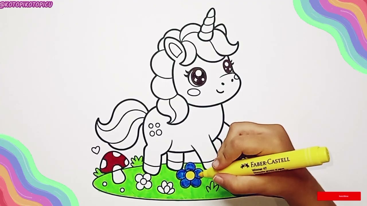 Coloreando un UNICORNIO KAWAII lleno de magia ✨🦄 | Dibujo para niños #colorearparaniños  #unicorn 