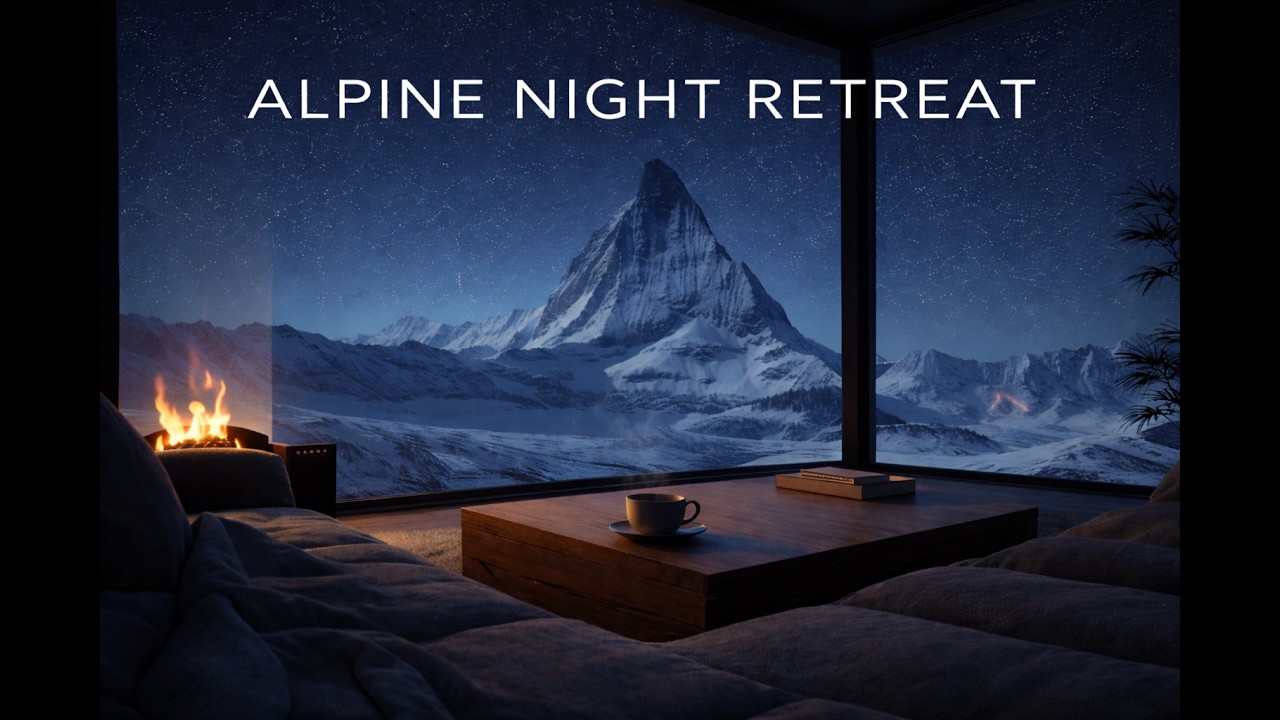 Night Study Retreat | Relaxing Piano & Fireplace Ambience (1 Hour)