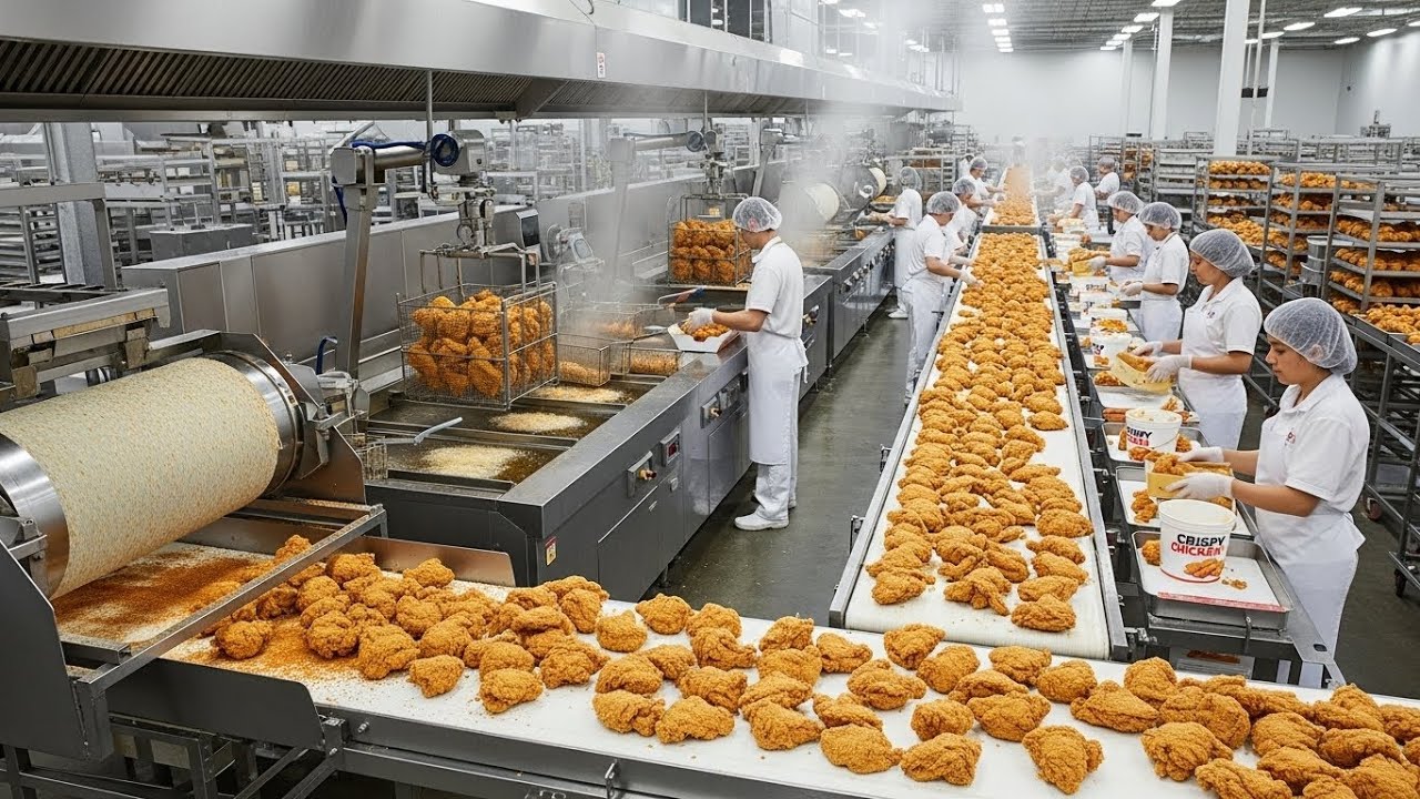Inside a Fried Chicken Factory: Crispy Fast Food Made at Extreme Scale