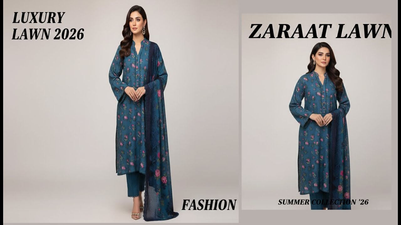 Elegant Teal Blue Printed Kurti with Plain Trouser & Dupatta | Stylish Pakistani Dress Design 2026
