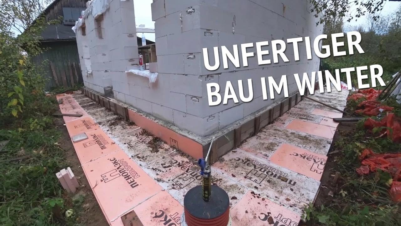 Was passiert mit Gasbetonwänden im Winter ohne Dach? Halbfertige Baustelle nach 6 Monaten