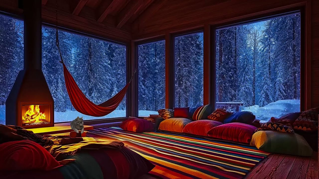 Rustic Cabin Retreat: Relax by the Fire in a Wooded Winter Wonderland | Deep sleep, from insomnia