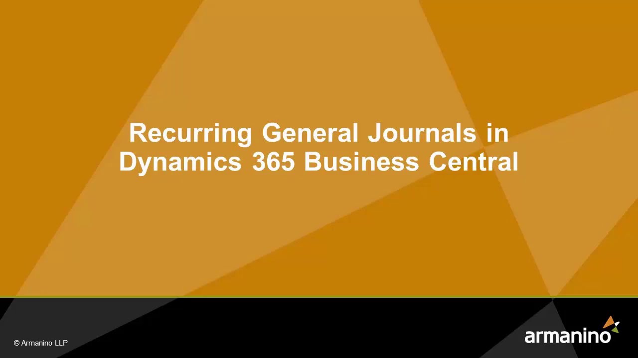 Recurring General Journals in Dynamics 365 Business Central