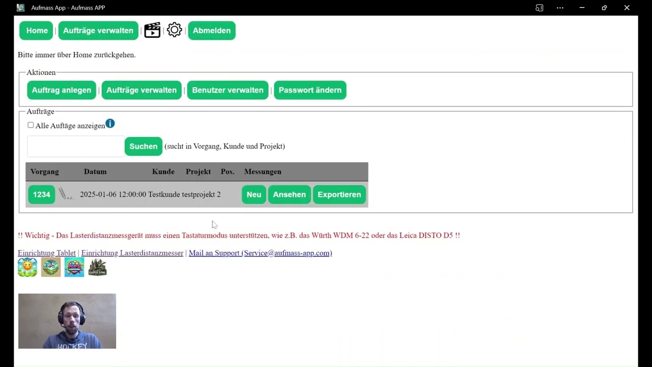 Aufma&szlig; App Kalenderintegration
