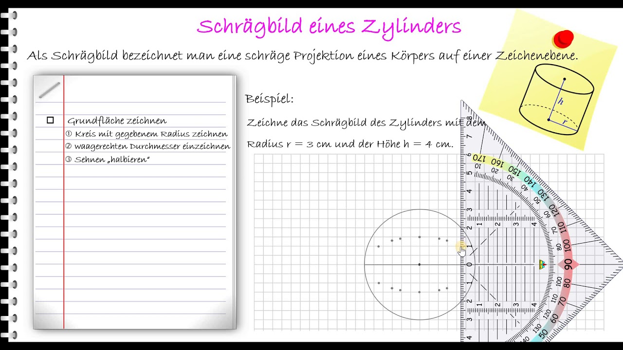 Lernvideo_Schrägbild eines Zylinders zeichnen