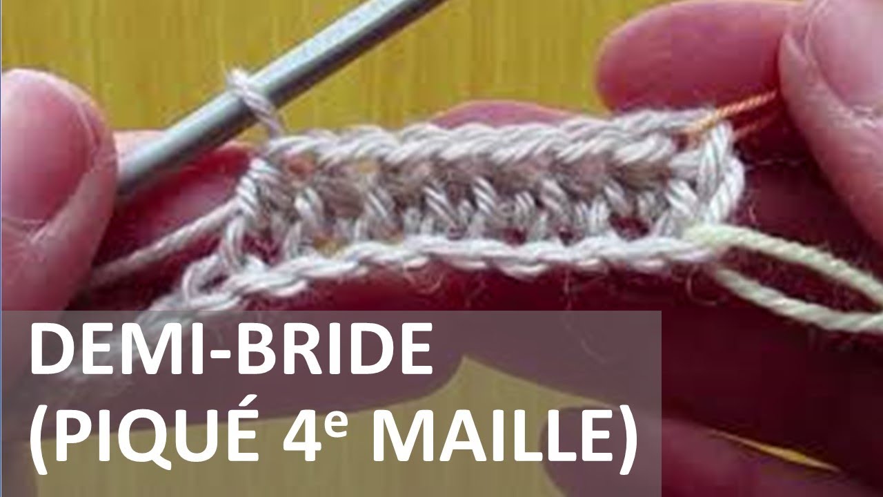 🧶 1er rang demi-brides (piqué dans 4e maille chaînette)