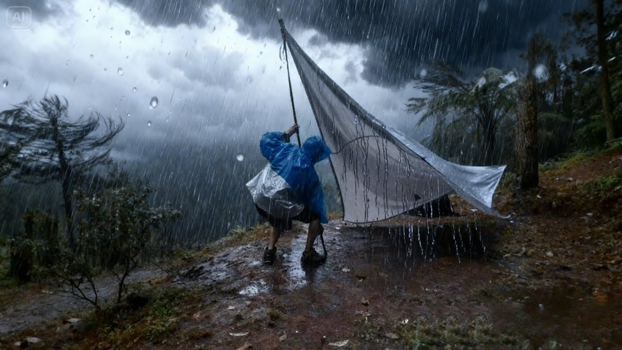 THE WORST RAIN STORM I'VE EVER EXPERIENCED‼️ SOLO CAMPING IN HEAVY RAIN AND THUNDER
