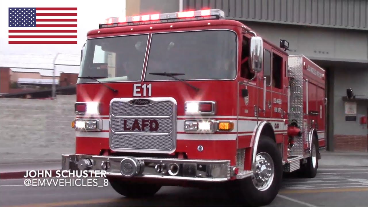 (New Pierce Arrow XT) LAFD NEW and Old Engine 11 Responding
