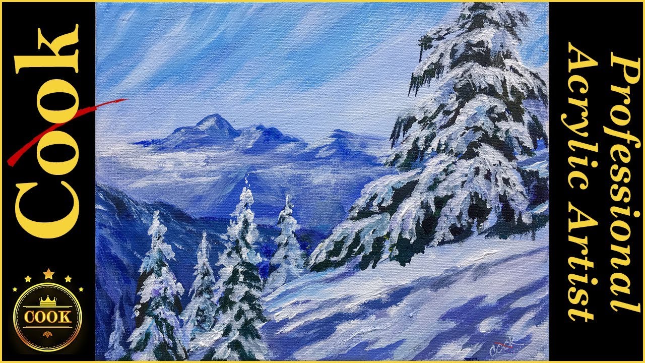 Paint and laugh, and  Paint a Pine Mountain Scene for Beginner Acrylic Painting with Ginger Cook