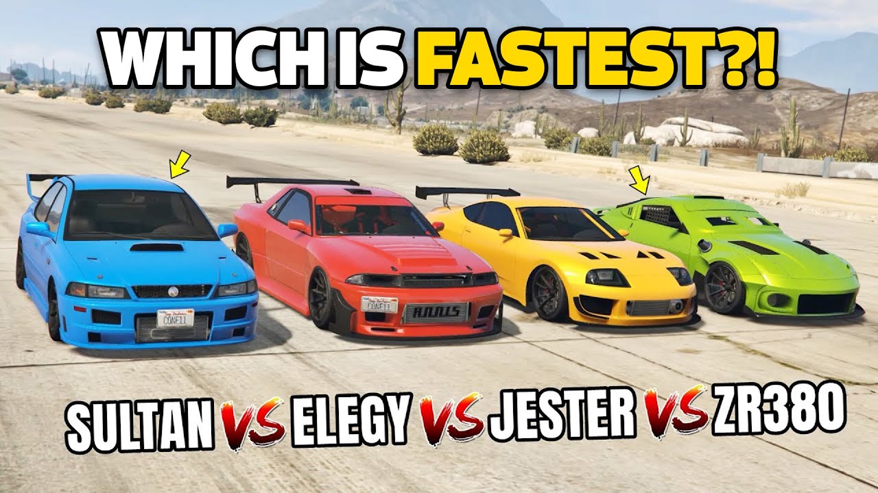 GTA 5 ONLINE - SULTAN CLASSIC VS JESTER CLASSIC VS ELEGY RETRO VS ZR380 (WHICH IS FASTEST?)