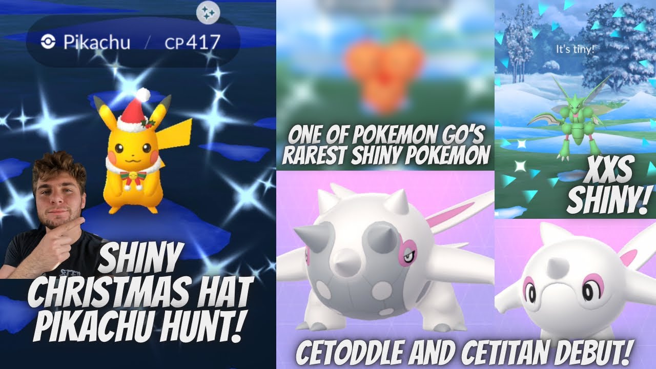 ✨Shiny Christmas Hat Pikachu Hunt! Tiny Shiny CAUGHT, Cetoddle Pokemon Go&rsquo;s Rarest Shiny?!✨