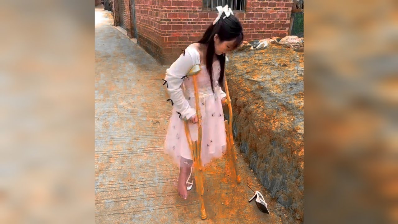 High Heel Shoe Falling Off from Leg | Polio Girl | Paralyzed Lady
