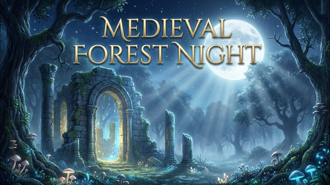 Medieval Forest Night 🌙 Moonlit Fantasy Ambience for Deep Sleep & Study (1 Hour)