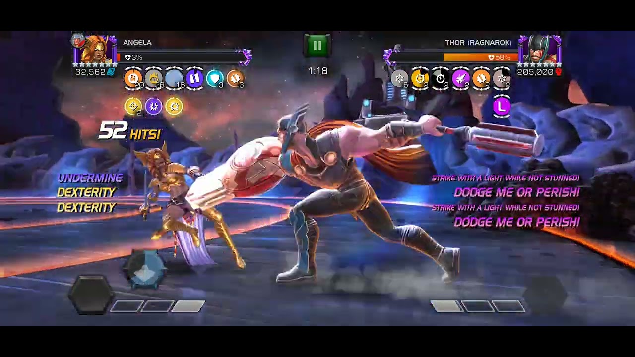 Mcoc Angela vs Thor Raid boss, Path B. Damage cap with lvl 2 revive