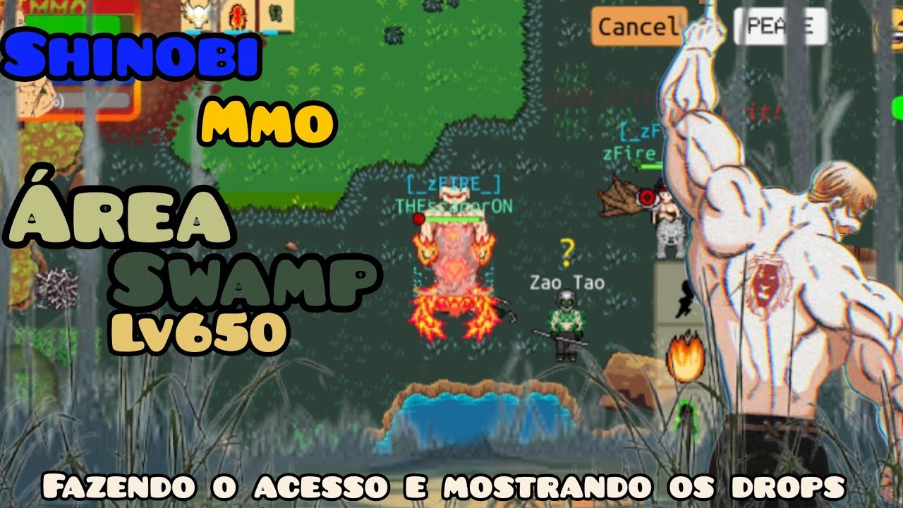 Acesso para área LV650 swamp e mostrando os drops. (Shinobi Mmo)