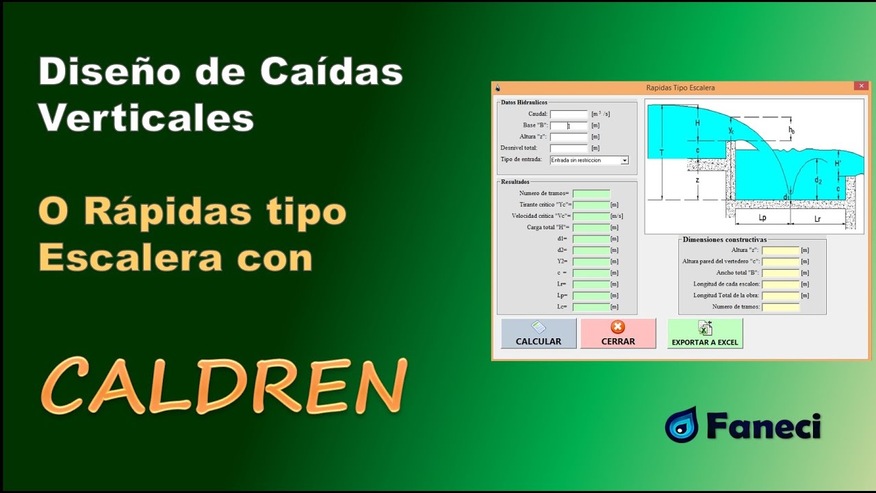 DISEÑO DE CAIDAS VERTICALES O RAPIDAS TIPO ESCALERA CON CALDREN📚✅