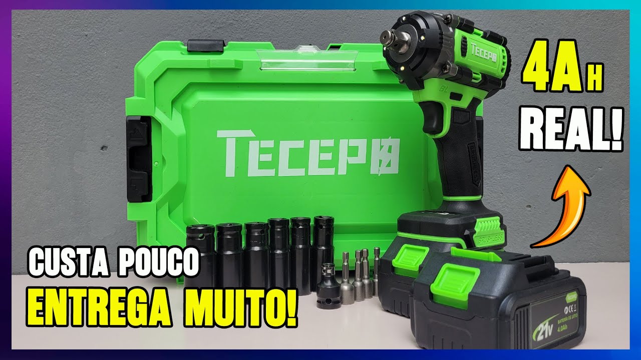 Nova Chave de Impacto TECEPO 400N.m 2 baterias 21v 4A.h Real