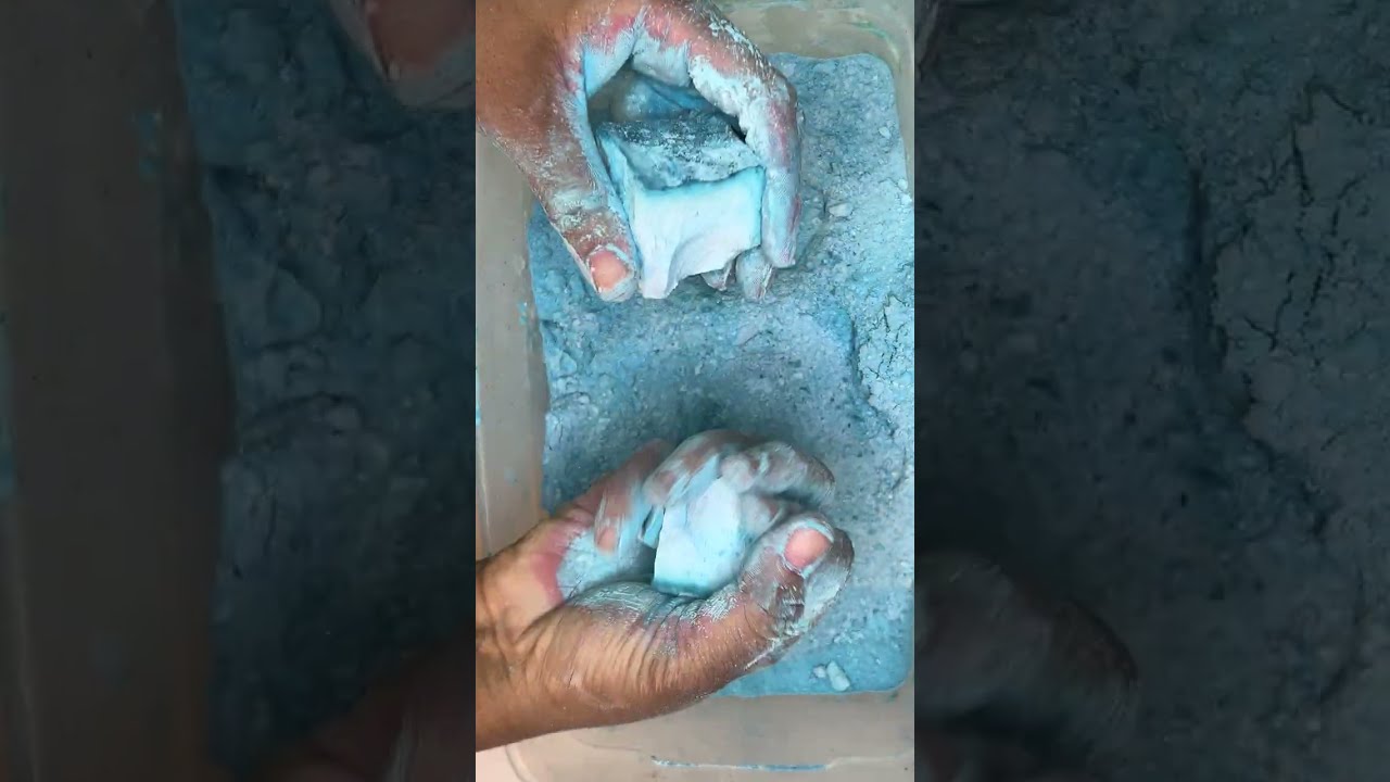 Fluffy blue reforms made with foca laundry detergent, and baby powder