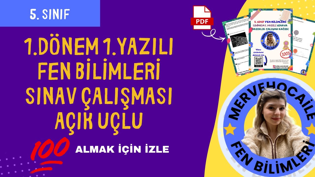 5. SINIF FEN BİLİMLERİ 1. DÖNEM 1. YAZILI HAZIRLIK AÇIK UÇLU SORULAR (2025-2026) YENİ MAARİF MODELİ