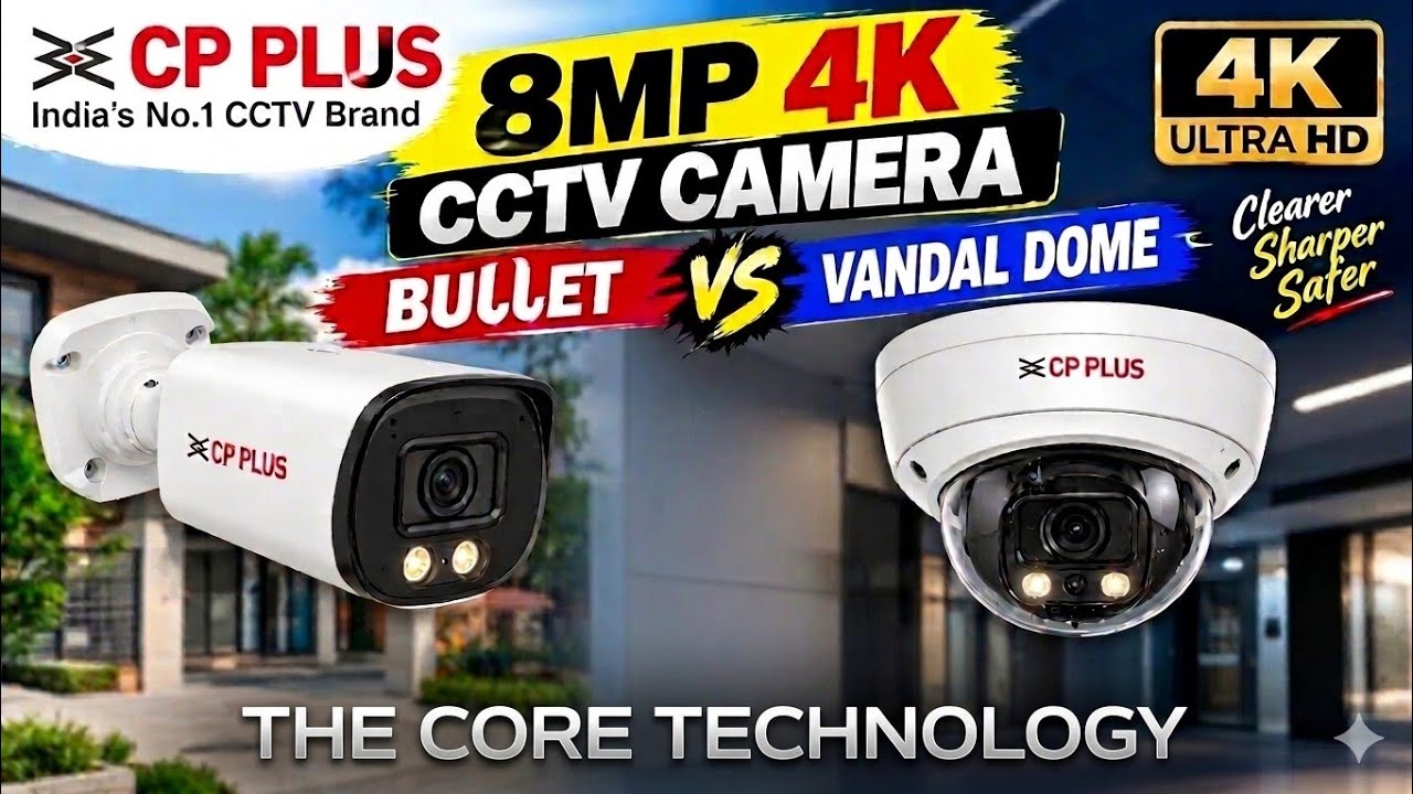 CP Plus 8MP 4K Camera, Bullet & Vandal Dome.