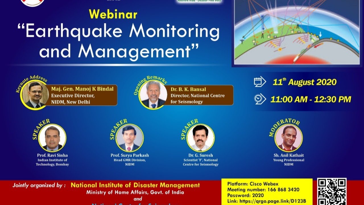 Webinar on &ldquo;Earthquake Monitoring and Management&rdquo; .| NIDM | INDIA | MHA | DISASTER IN INDIA | EARTH