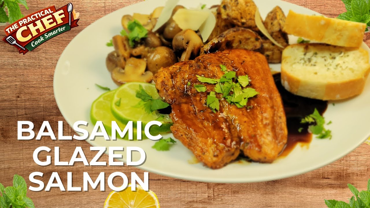 Balsamic Glazed Salmon with Roasted Potatoes & Sautéed Mushrooms | Easy Healthy Dinner