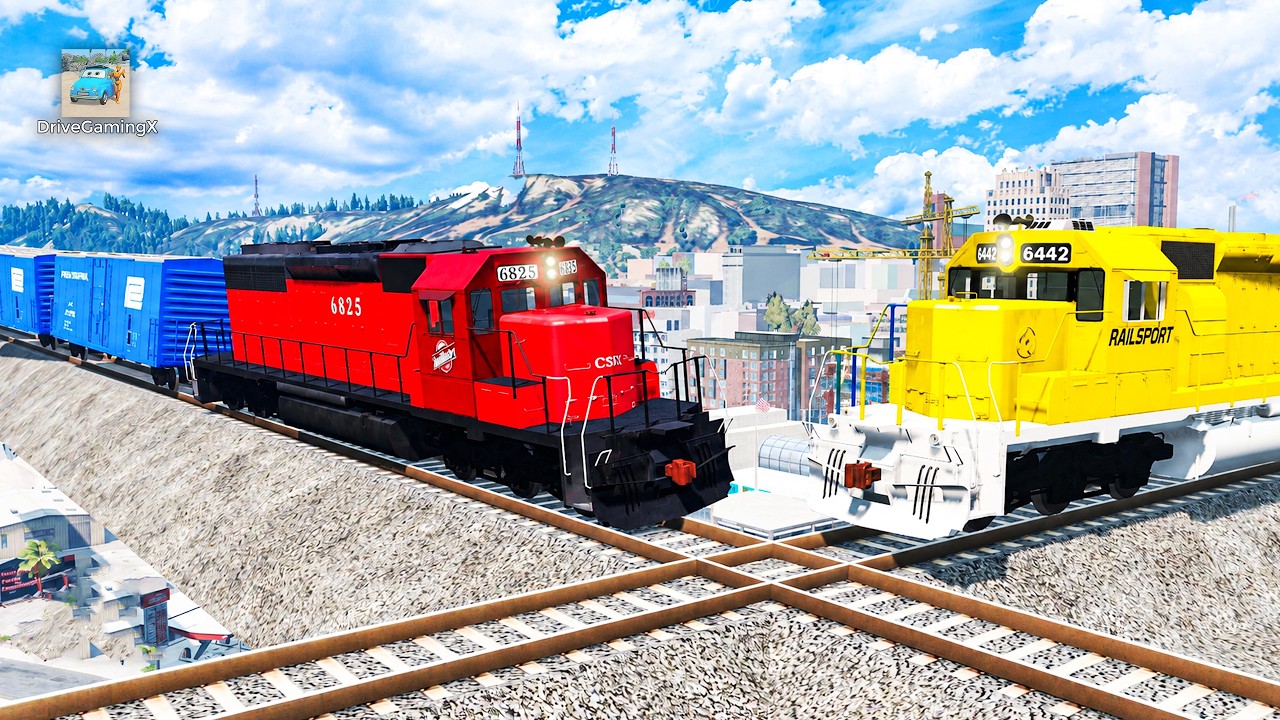 Train vs Train vs Crossing Tracks #5 and Cars vs Rails - BeamNG.Drive
