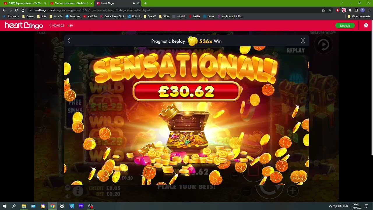 Best win Treasure Wild on Heart bingo low stakes replay