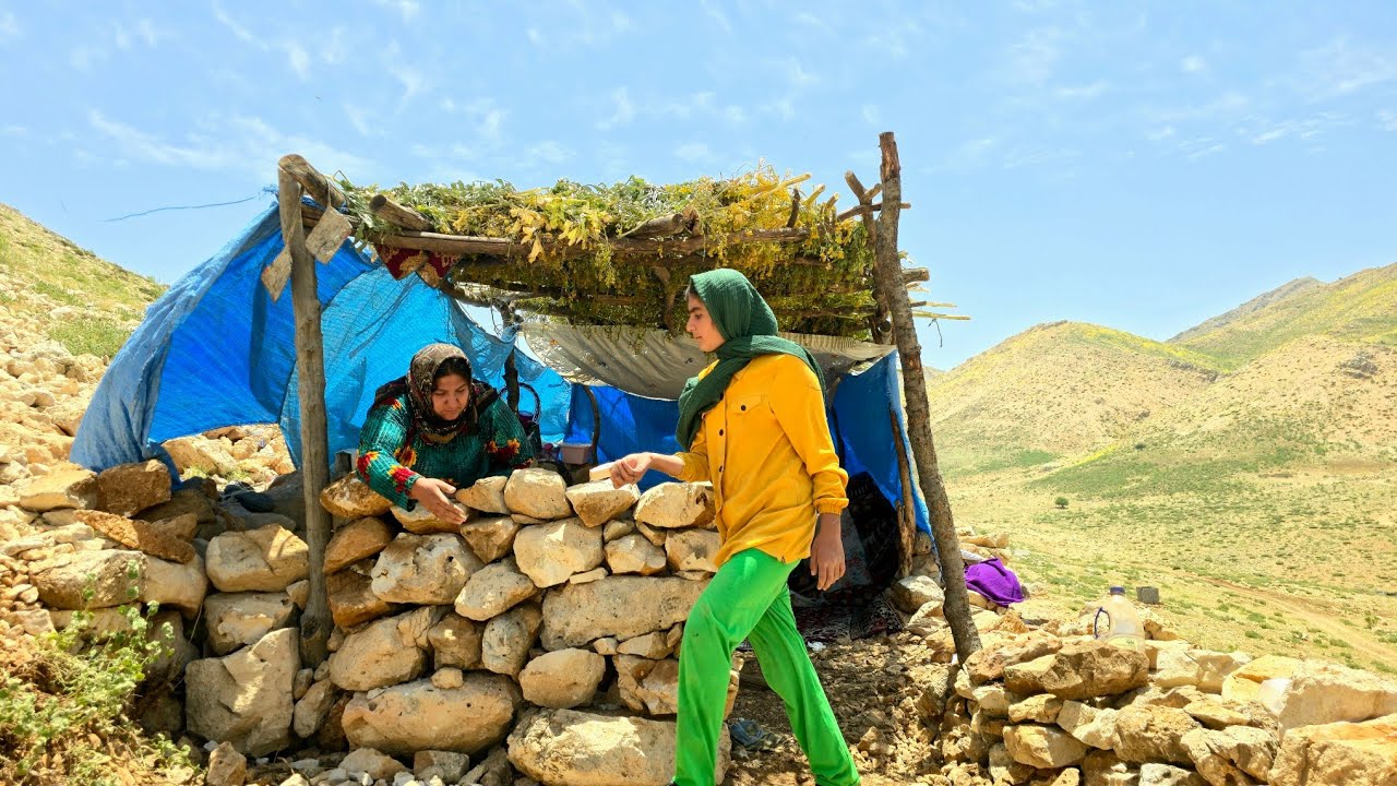 Nomadic Life | Facing Strong Mountain Winds with a Traditional Stone Wall