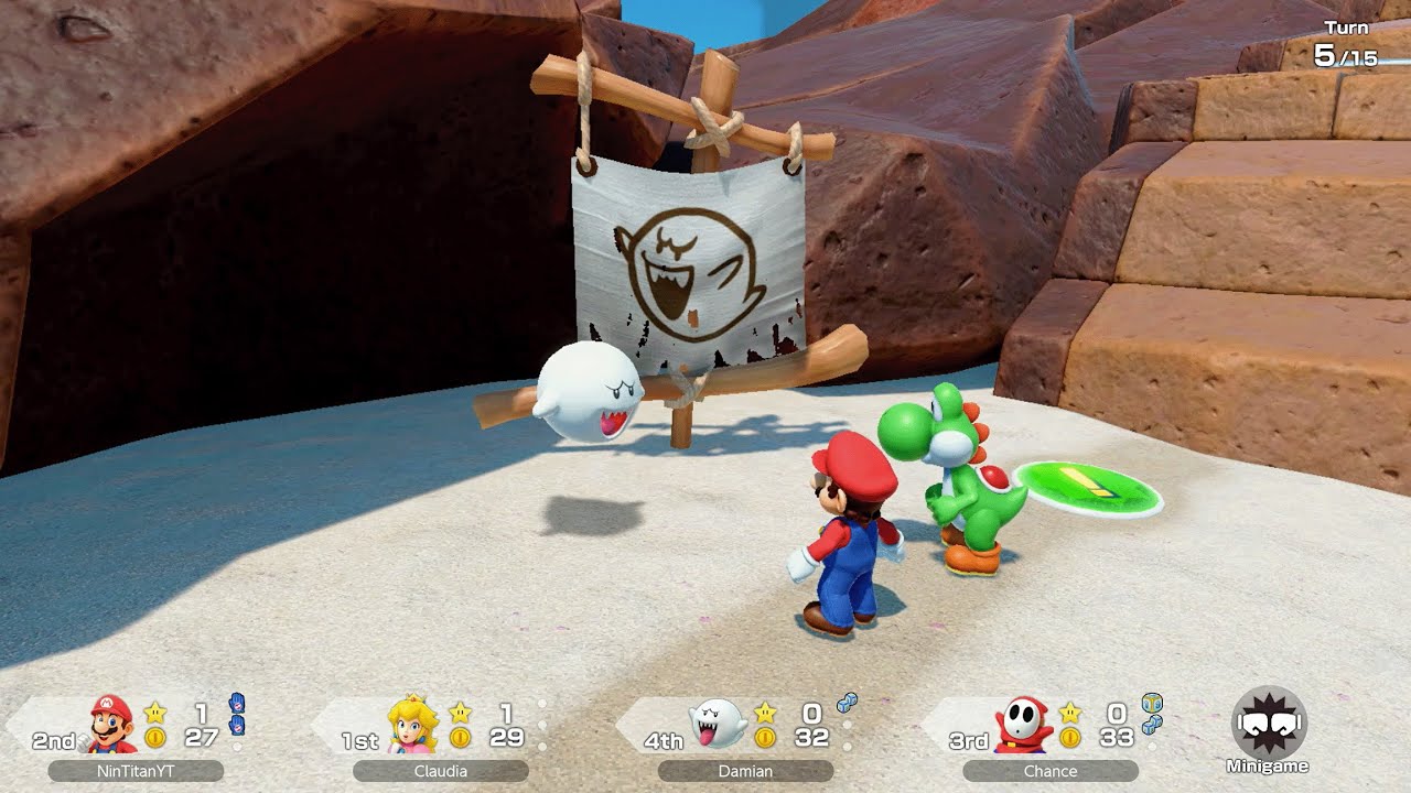 Super Mario Party Jamboree - Mario vs Peach vs Shy Guy vs Boo - Goomba Lagoon