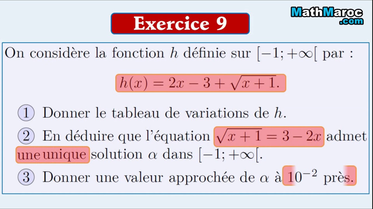 Exercices Corrig&eacute;s: La Continuit&eacute;: fonction continue et strictement monotone