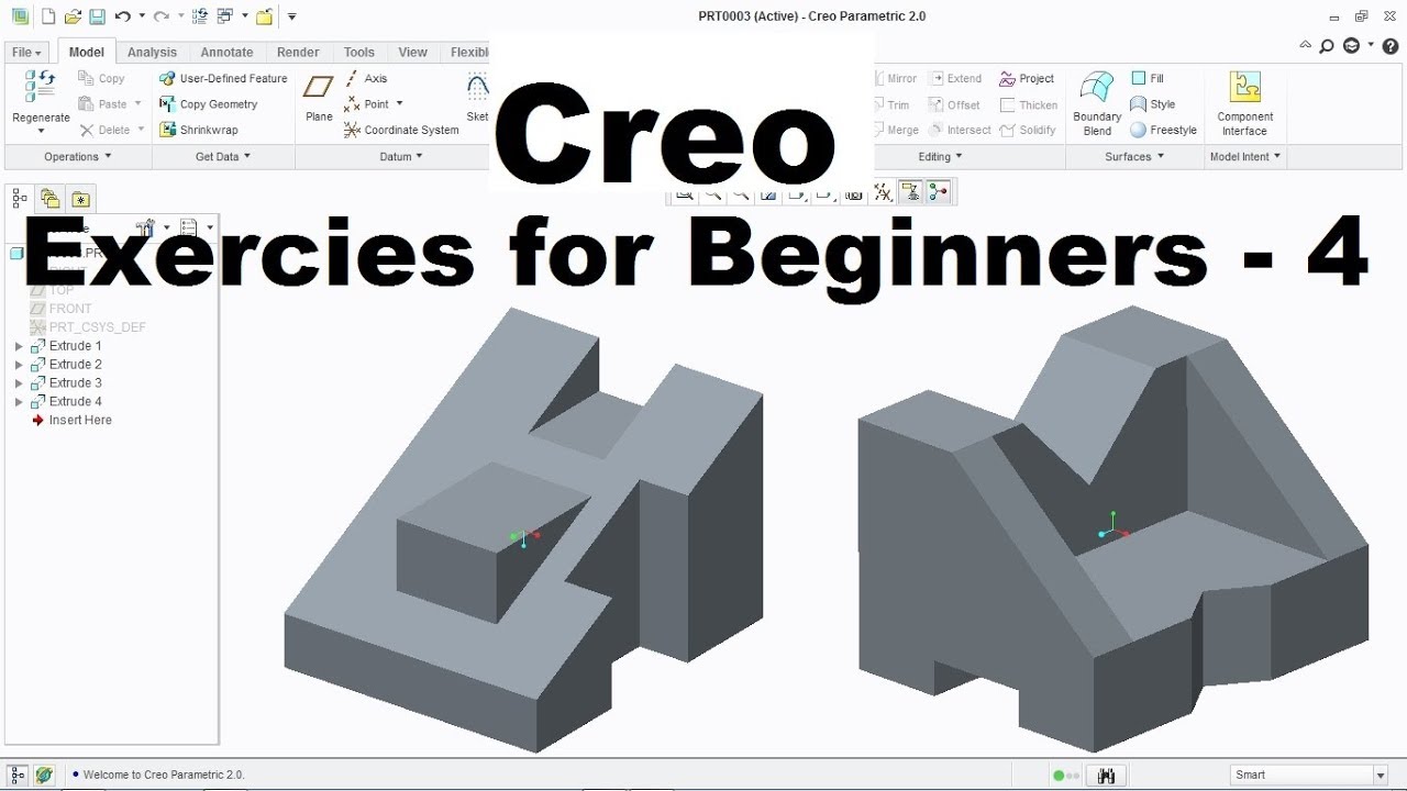 Creo Part Modeling Tutorial for Beginners |  Creo Practice Exercises - 4