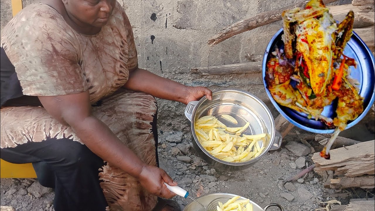 You have never seen this! I made crispy chips and grilled chicken buried in sand  for Christmas