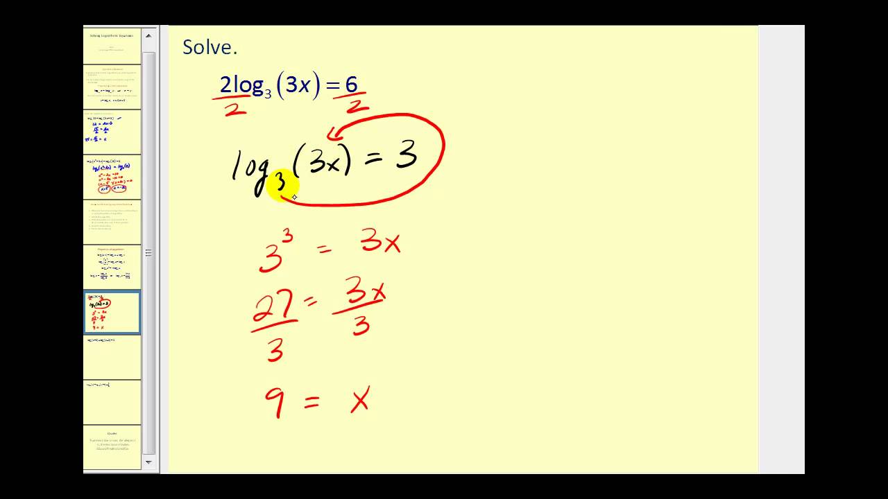 Solving Logarithmic Equations
