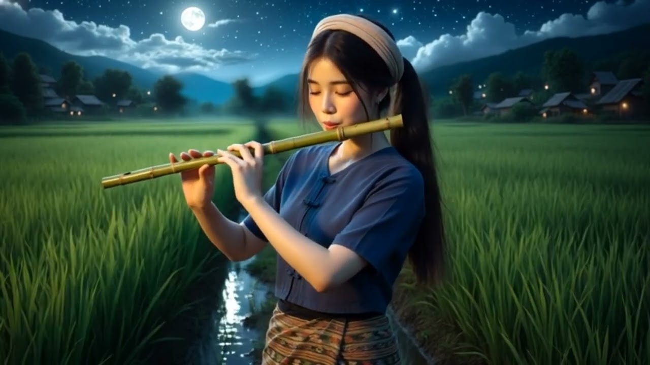 Moonlight Flute Melody in a Peaceful Countryside
