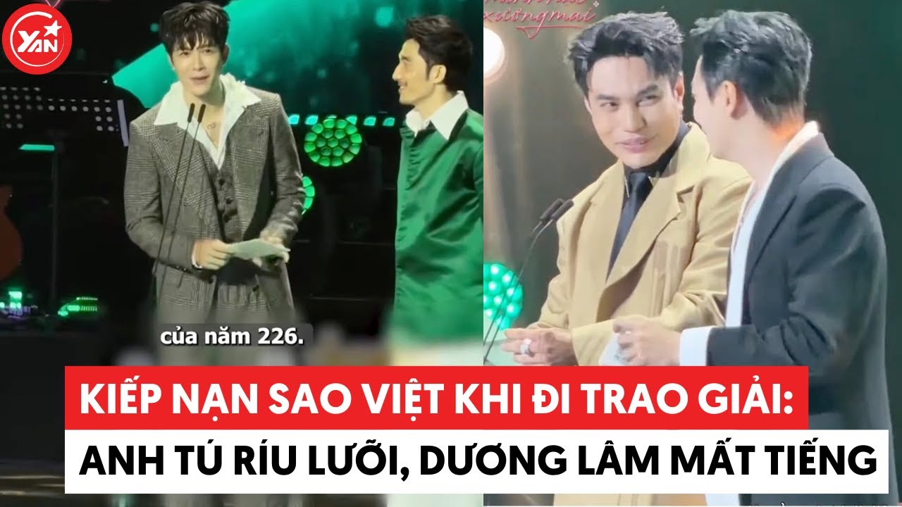 Kiếp nạn sao Việt khi đi trao giải: Anh Tú Atus líu lưỡi vấp chữ, Lê Dương Bảo Lâm tắt tiếng