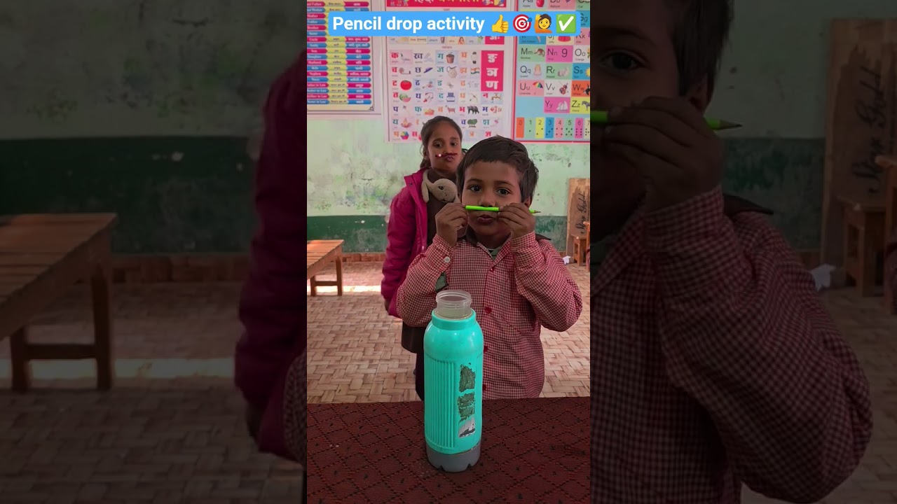 Pencil drop activity 👍🎯✅️🙋@primarygemss#game#school#youtubeshorts#shortvideos#viralshorts#activity🎯🙋