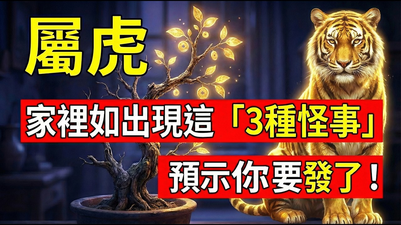【天機洩露】屬虎人，這不是迷信！如果近期家裡出現這「3種怪事」，那是老天在提醒你：潑天富貴要來了！#屬虎2026運勢 #2026生肖虎運勢 #發財 #風水 #屬虎 #偏財運 #生肖虎 #轉運 #招財