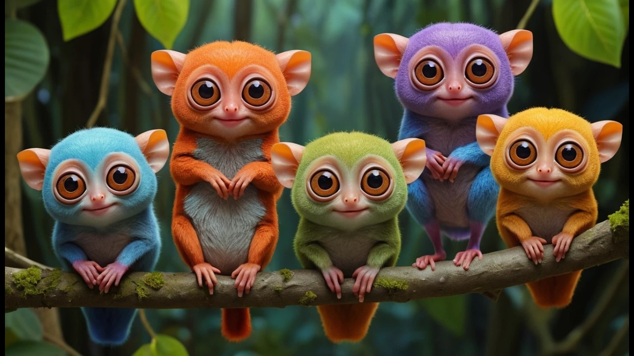 Cinco Pequeños Tarseros Parpadean, Parpadean | Canción de Animales Curiosos para Niños