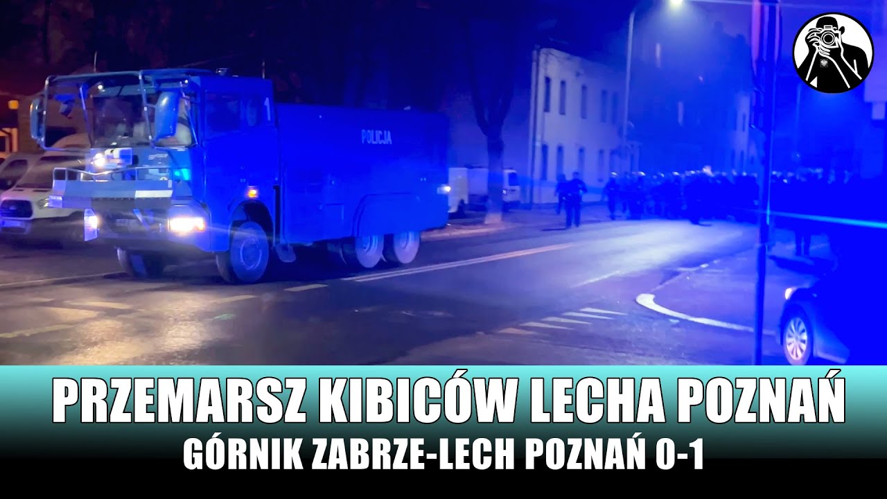 Przemarsz Kibic&oacute;w Lecha Poznań na Stadion w Zabrzu