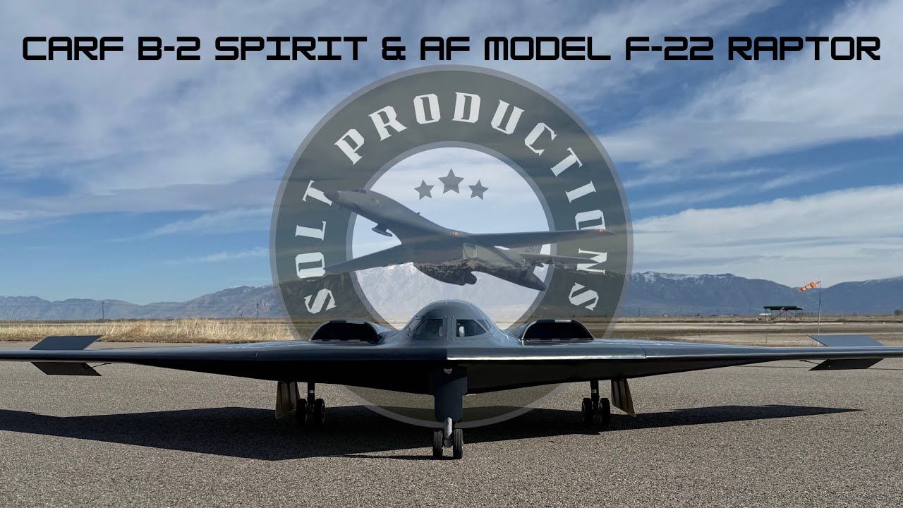 CARF B-2 Spirit and AF Model F-22 Raptor flight in Northern Utah